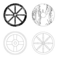 årgång trä- hjul vektor ikon