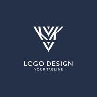 kk Dreieck Monogramm Logo Design Ideen, kreativ Initiale Brief Logo mit dreieckig gestalten Logo vektor