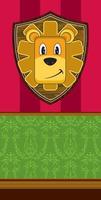 süß Karikatur Löwe auf Trophäe montieren - - König von das Urwald Charakter vektor