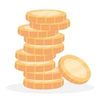 stack av guld mynt. lugg av kontanter. platt vektor illustration.