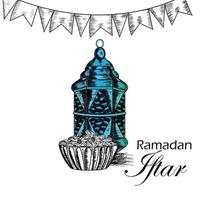 iftar party flyer med hand draw illustration vektor
