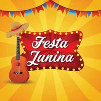 festa junina brasiliansk händelse med vektorelementgitarr vektor