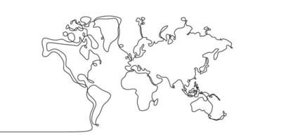 kontinuerlig ritning av jordklotet. globe liknande världskarta silhuett bakgrund för utbildning, resor över hela världen, info grafik, vetenskap, webbpresentationer isolerad på vit bakgrund vektor