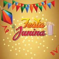 Festa Junina Einladungskarten mit Gitarre und Papierlaterne auf weißem Hintergrund vektor