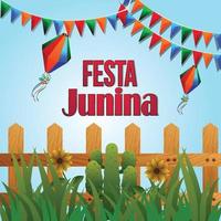 festa junina event hintergrund mit kreativer illustration vektor