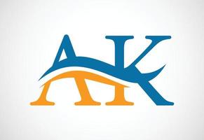 första ak brev logotyp design, vektor design begrepp