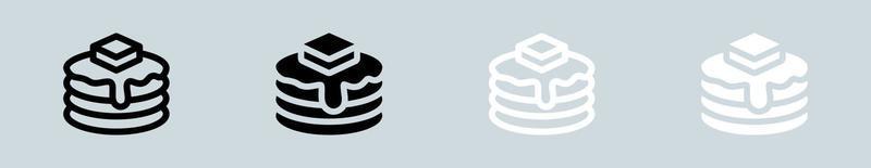 pannkaka ikon uppsättning i svart och vit. Smör sirap tecken vektor illustration.