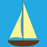 ein Segelboot mit zwei Segel und einfach Design, geeignet zum Kinder Geschichten und Tourismus Anzeige, Yacht, Holz Boot, Boot Vektor Illustration, Meer Transport, Logo und Zeichen und Etikett zum Marine