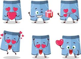 kurze Hose Karikatur Charakter mit Liebe süß Emoticon vektor