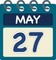 eben Symbol Kalender 27 von dürfen. Datum, Tag und Monat. Vektor Illustration . Blau blaugrün Grün Farbe Banner. 27 dürfen. 27 .. von dürfen.