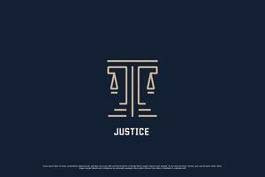 Gerechtigkeit Säule Logo Design Illustration. Linie Silhouette von Säulen von Gerechtigkeit Anwalt befürworten Gesetz Richter Gericht. legal Gerechtigkeit kreativ Idee Design abstrakt Waage Balance Gewicht. vektor