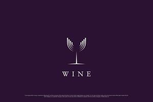 Wein Glas Logo Design Illustration. abstrakt Silhouette Linie Kunst Wein Glas trinken Bar Ranke Alkohol minimalistisch einfach. einfach Bar trinken Glas Konzept kreativ Idee Design vektor