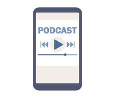 podcast ikon. media spelare smartphone app. podcast inspelning och lyssnande, sändning, uppkopplad radio, audio strömning. vektor platt illustration