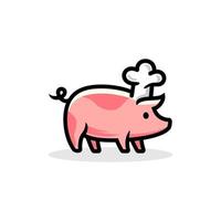 schrullig süß Schwein Vektor. Schwein mit Koch Hut Maskottchen Logo Design. Tier Karikatur Illustration Design mit Kochen Hut Zubehör . vektor