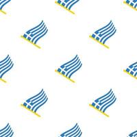 sömlös mönster med flaggor av grekland på flaggstång på vit bakgrund vektor