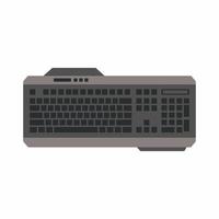 Keyboard-Gaming mit schwarzer Farbe und Cartoon-Flat-Style. Desktop-Computertastatur für E-Sport-Spiele mit Draufsicht isoliert auf weißem Hintergrund. Vektor-Ikonen-Technologie-Designillustration vektor