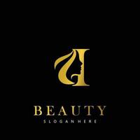 Brief ich Eleganz Luxus Schönheit Gold Farbe Damen Mode Logo vektor