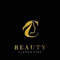 Brief c Eleganz Luxus Schönheit Gold Farbe Damen Mode Logo vektor