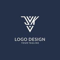 jk Dreieck Monogramm Logo Design Ideen, kreativ Initiale Brief Logo mit dreieckig gestalten Logo vektor