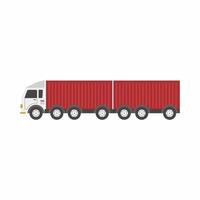 rote LKW-Containerschiffe und LKWs mit flacher Nase, die Motortransport-Web-Symbole oder Designelemente ziehen. Straßengüterverkehr lokalisiert auf weißem Hintergrund. flache Illustration des Vektors vektor