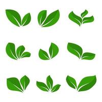 grön löv isolerat silhuetter ikoner naturlig uppsättning. vektor