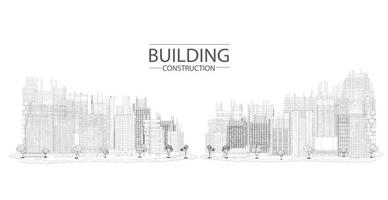 Gebäude Bauplan Fassaden architektonische Skizze. Vektor-Illustration vektor
