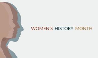 Geschichtsmonatsbanner der Frauen in sanfter Farbe. multiethnische Frauengesichtssilhouette. vektor