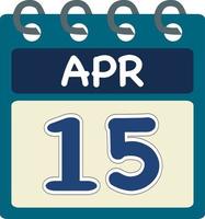 eben Symbol Kalender 15 von Apr. Datum, Tag und Monat. Vektor Illustration . Blau blaugrün Grün Farbe Banner. 15 Apr. 15 .. von Apr.