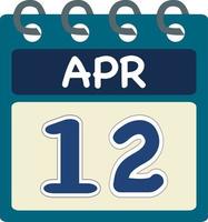eben Symbol Kalender 12 von Apr. Datum, Tag und Monat. Vektor Illustration . Blau blaugrün Grün Farbe Banner. 12 Apr. 12 .. von Apr.