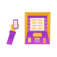 Geldautomat mit NFC, Karte Leser Technologie. Vektor