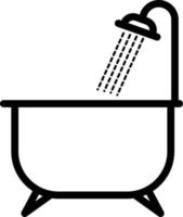 Gliederung Badewanne Symbol Vektor Illustration . Badezimmer