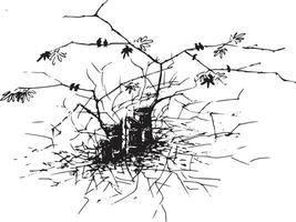 skizzieren von Bambus Wurzeln schwarz und Weiß. vektor