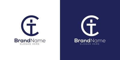 brev c t kristen plus logotyp design mall vektor