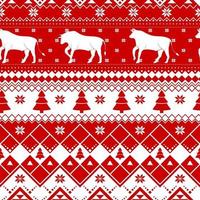 sömlösa julmönster - varierade julkor med norska ornament. röd och vit gott nytt år bakgrund. vektordesign för vintersemester. tryck för tyg. vektor