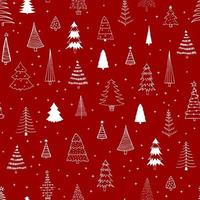 nahtloses Muster mit verschiedenen Weihnachtsbäumen auf rotem Hintergrund. kann für Stoff, Handyhülle und Geschenkpapier verwendet werden. vektor