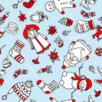 Doodle Weihnachten niedlichen nahtlosen Muster. weiße und rote Farbe. Vektorillustration für Umschlag, Karte, Textil und Innenarchitektur, Geschenkpapier für neues Jahr. vektor