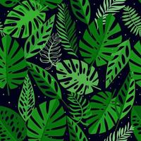 nahtloses Muster mit tropischen Blättern. Hintergrund für Drucke, Stoff, Tapeten, Geschenkpapier. vektor