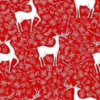 sömlösa mönster för jul på en röd bakgrund med vita element jul. vackert mönster för ett lyxigt presentförpackningspapper, t-shirts, gratulationskort 2021. vektor