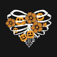 Schädel Blumen- Vektor T-Shirt Design