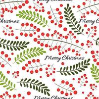 nahtloses Weihnachtsmuster mit Ebereschenbeere und grünen Zweigen. Vektorhintergrund für Hochzeit, Einladungen, Textil, Geschenkpapier und Telefonkasten. vektor
