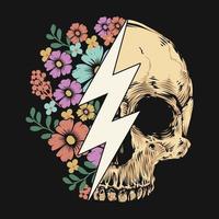 Schädel Blumen- Vektor T-Shirt Design