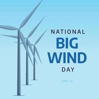 nationell stor vind dag. stor vind dag vektor illustration med vind kvarn ang klot. platt illustration för vind dag.