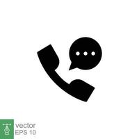 alt Telefon Mobilteil und sich unterhalten Blase Symbol. Telefon Unterstützung, Kommunikation Konzept. einfach solide Stil. schwarz Silhouette, Glyphe Symbol. Vektor Illustration isoliert auf Weiß Hintergrund. eps 10.