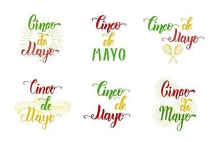 cinco de mayo handgjorda bokstäver. färg vintage illustration mexikansk symbol i skiss stil isolerad på vitt. bokstäver kalligrafi fras. vektor