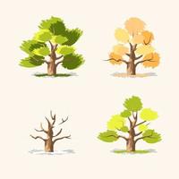 tecknad serie Färg annorlunda fyra säsonger träd uppsättning. vektor