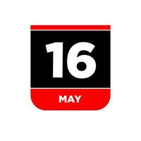 16: e Maj kalender vektor ikon. 16 Maj typografi.
