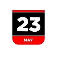 23: e Maj kalender vektor ikon. 23 Maj typografi.