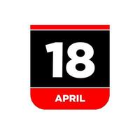 18: e april kalender sida ikon. 18 apr dag. vektor