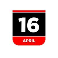 16 .. April Kalender Seite Symbol. 16 apr Tag. vektor