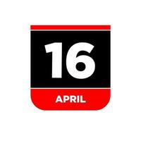 16: e april kalender sida ikon. 16 apr dag. vektor